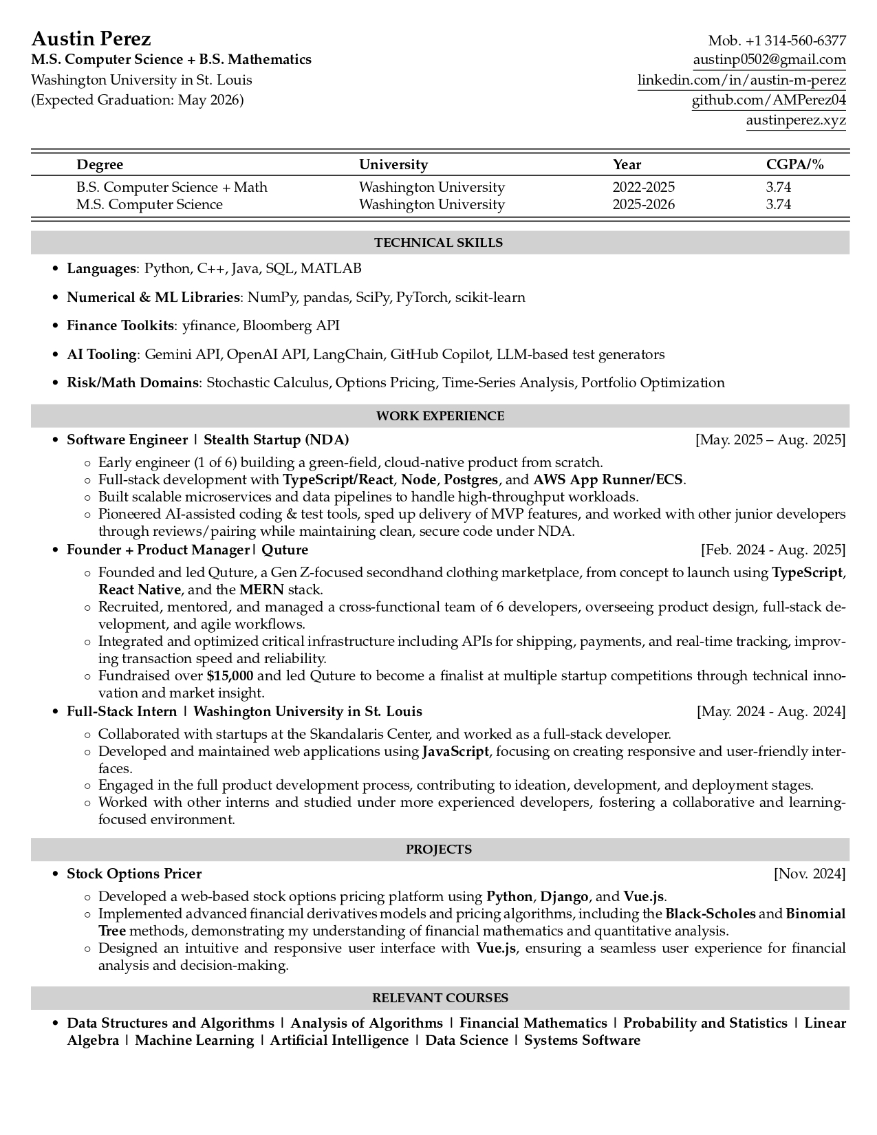 Finance resume preview
